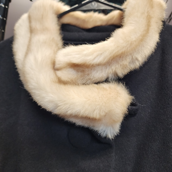 ANTHROPOLOGIE ELEVENSES Wool Blend Faux Fur Black Lined Coat 2 - Picture 5 of 7